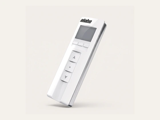 Alpha RE303 multi channel blind remote with LCD screen and magnetic wall cradle