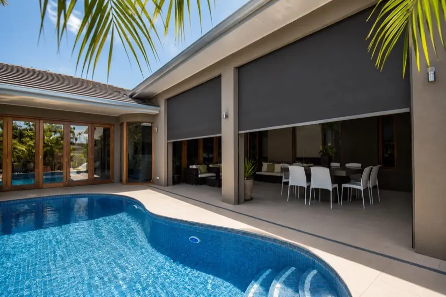 Outdoor Roller Blinds project in Sydney by Crown Curtain and Blind