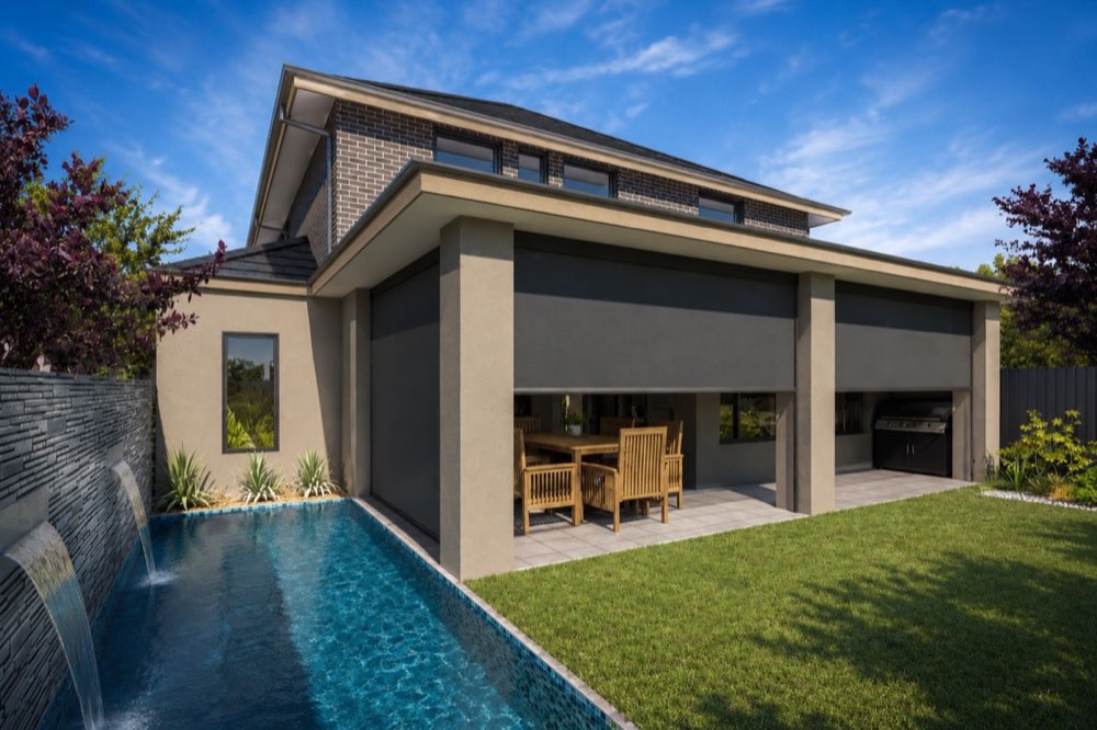 Outdoor Blinds and Awnings installed in a Hornsby home by Crown Curtain and Blind