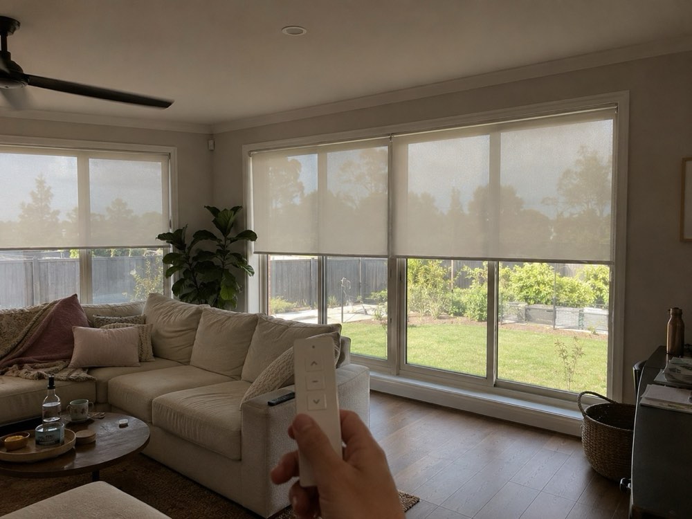 Motorised Blinds installed in a Inner West home by Crown Curtain and Blind