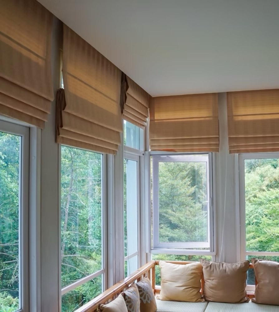 Roman Blinds installed in a Manly home by Crown Curtain and Blind