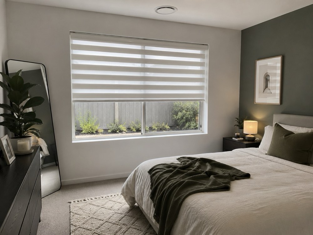 Zebra Blinds installed in a North Shore home by Crown Curtain and Blind