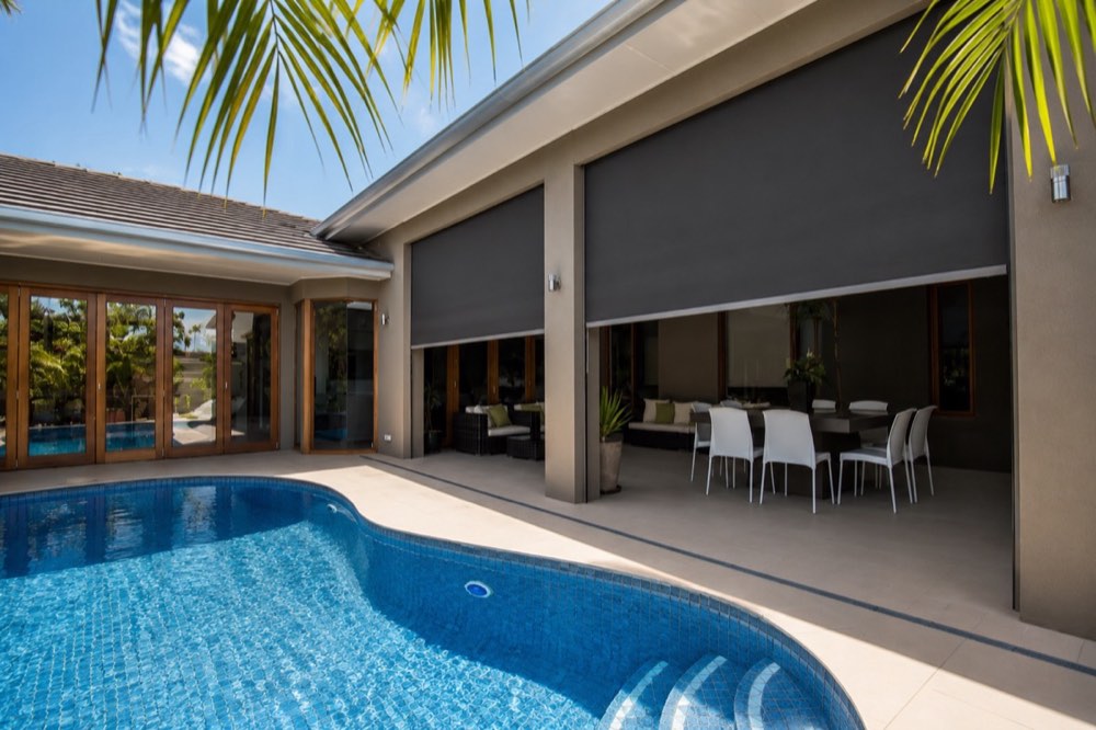 Outdoor Blinds and Awnings installed in a Penrith home by Crown Curtain and Blind